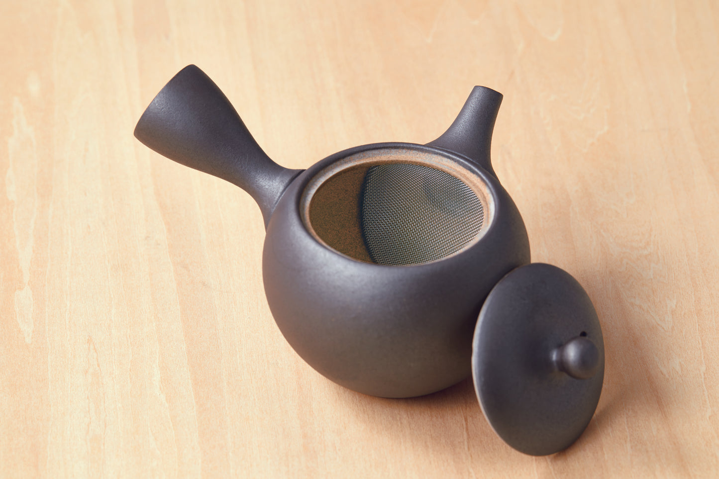 Stoneware kyusu teapot / Round gray Tokonamé