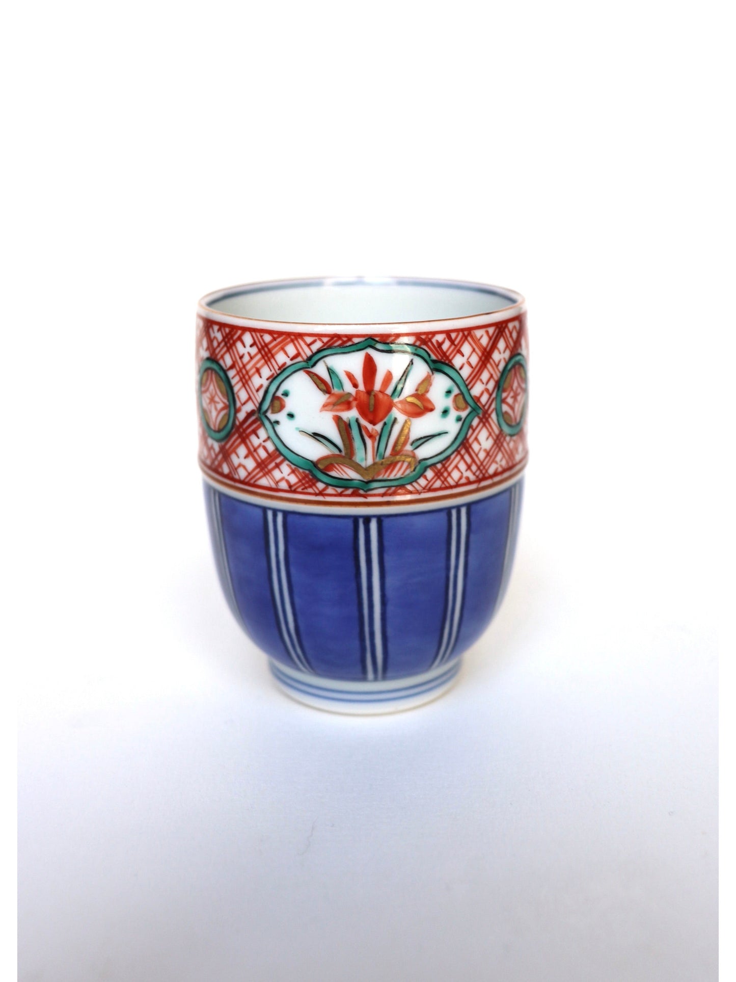 Fine porcelain cup / KYOTO TOSAI "Akae Koshizome Shima"