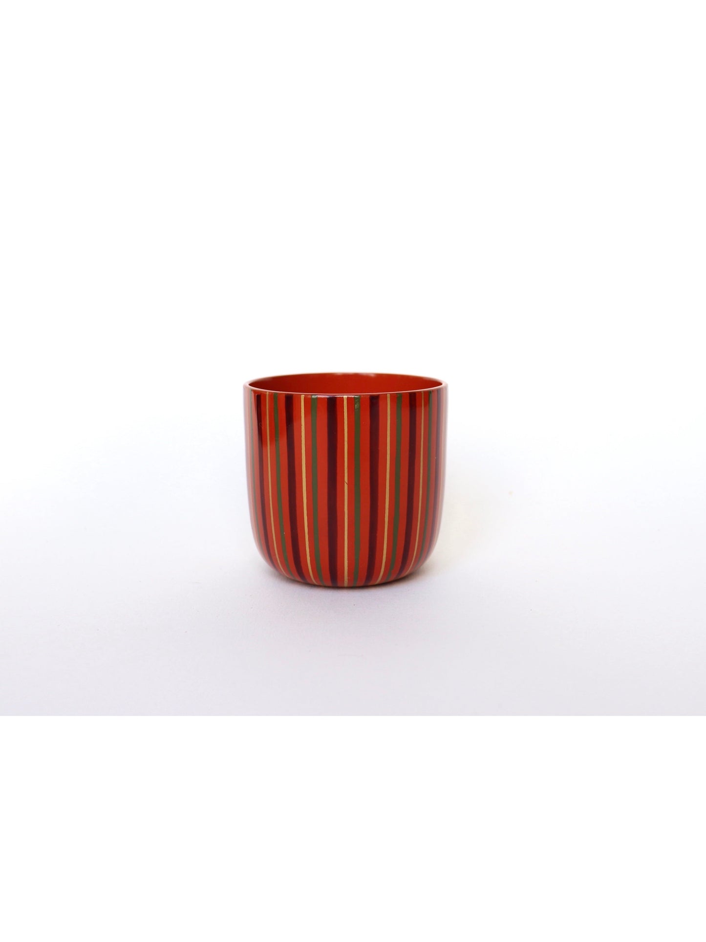 Wajima red lacquered wooden cup / "Mugiwara" makié